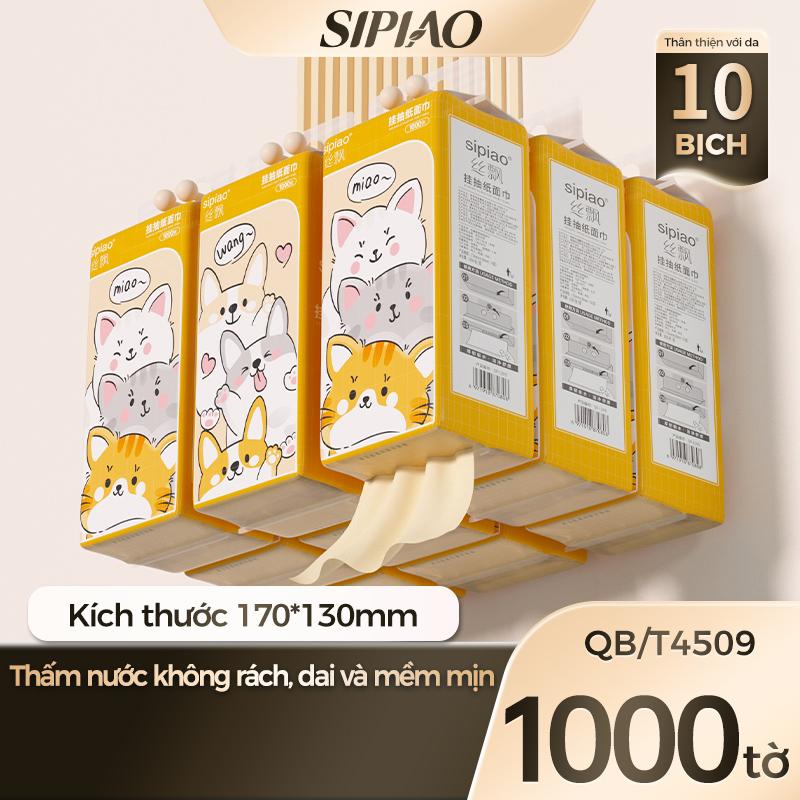  【10 gói  Sipiao 1293-10 Khăn giấy bền tự nhiên 4 lớp 1000 tờ 170 * 130mm 10PCS Giấy Vệ Sinh khăn giấy puppy giấy ăn-1730929353761131295 
