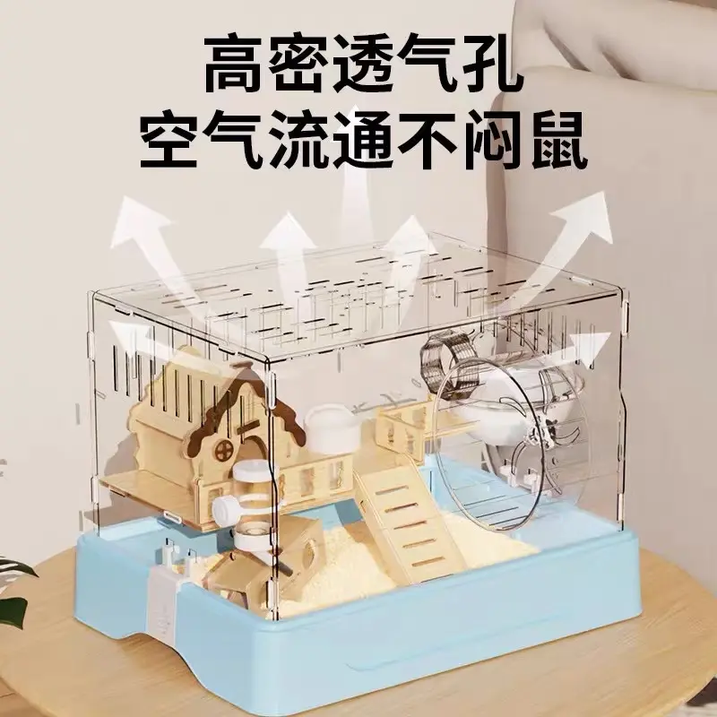 Lồng mica siêu biệt thự trong suốt 42cm tặng kèm bập bênh- Tạp hoá thú cưng- lồng mica nuôi hamster 6