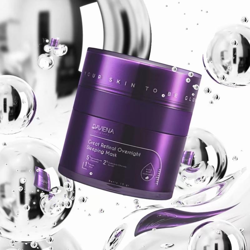DAVIENA GREAT RETINAL OVERNIGHT SLEEPING MASK  Hyaluronic Hydrating ExtractMencerahkan menghaluskan wajah Mengencangkan Melembutkan Niacinamide Masker 0