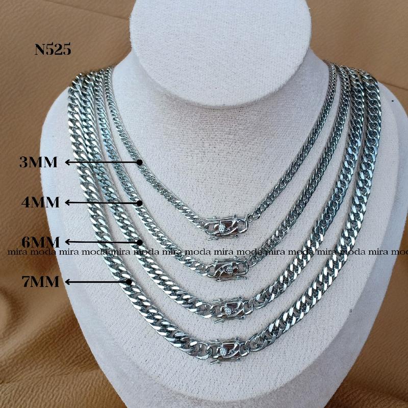 N525 18K Italy White Gold Plated Men Women Triple Lock Necklace ...