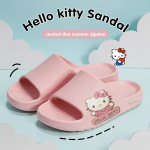 Sandal Wanita Sandal Santai Sandal Jepang Jepara Warna Pink Sandal dengan Motif Hello Kitty