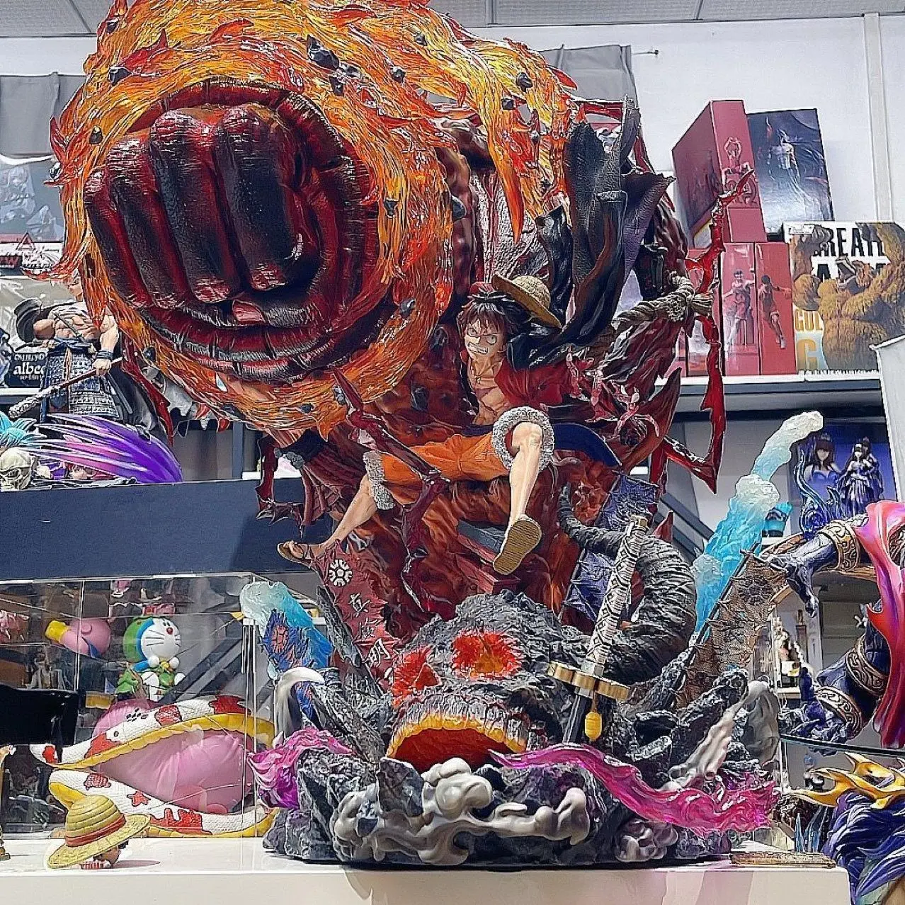 Một Mảnh Công Nghiệp GK Fire Luffy, Tay Văn Phòng, Bốn Hoàng Đế, Mũ Rơm, Mô Hình Luffy, Quà Tặng Trang Trí