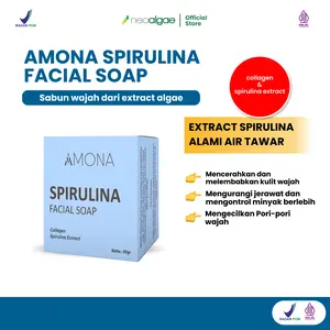 Neoalgae Official Store - Amona Facial Soap Sabun wajah Spirulina dan collagen Extract 50 Gram Herbal Bpom Original