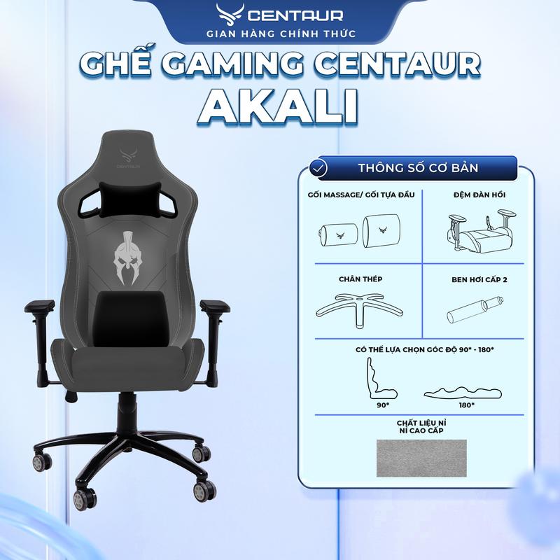 Ghế Gaming Centaur Akali - Khung Thép Chắc Chắn, Da PU Cao Cấp, Cơ Ngả 180 Độ | Centaur Việt Nam