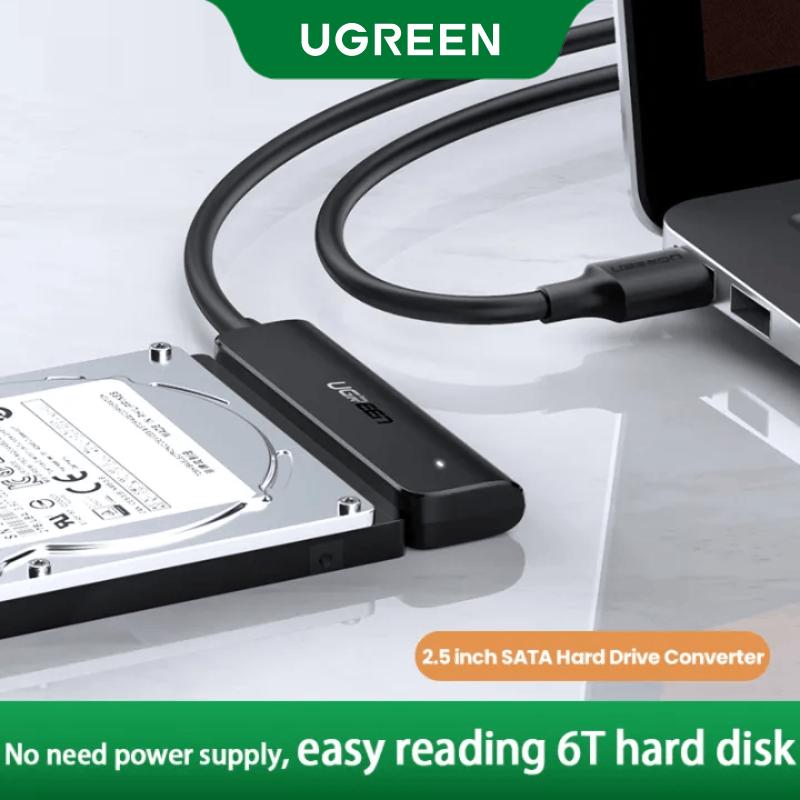 Cáp Chuyển Đổi SATA sang USB 3.0, UGREEN, Tương thích với Ổ cứng SSD và HDD 2,5 inch, Hỗ trợ 5Gbps, SATA III UASP, Tương thích với Samsung, Seagate, WD, SanDisk, Hitachi, Toshiba, PS3, PS4, Xbox, PC, Bộ định tuyến, Chiều dài 50CM