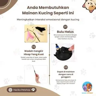 Mainan Tongkat Penggoda Kucing Dengan Suction Cup/Cat Teaser Stick 3