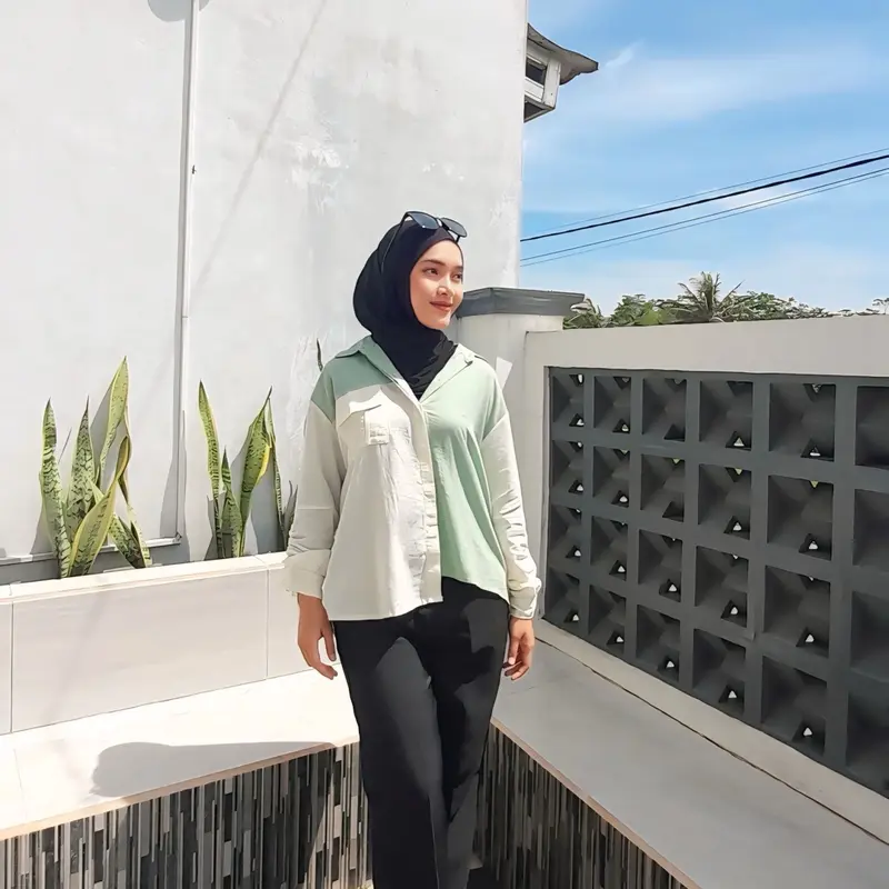 KEMEJA MINORI - YERCYBRY / Kemeja Two Tone / Kemeja Linen Baby Corduroy BW / Kemeja Blouse Serut / Kemeja Kekinian / Kemeja Corduroy / Kemeja Tali Serut Fit Panjang 2