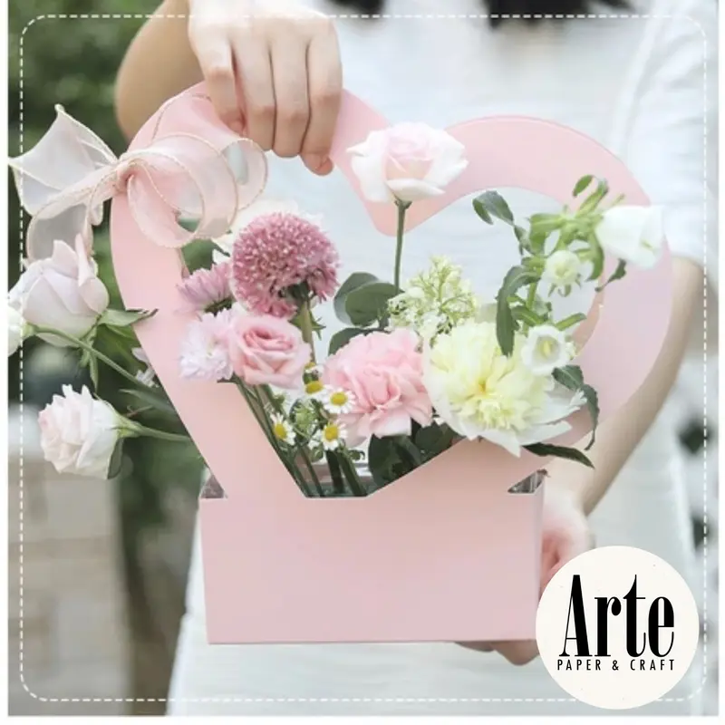 ARTE Heart Florist Bag | Flower Box | Kotak Tenteng Bunga | Tas Bunga | Kotak Bunga Bentuk Hati Cinta| Handy Bag Florist | P.HFB 4