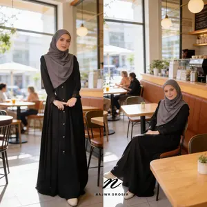 NEW ALESHA DRESS RENDA ikhwani sabrina anti UV ziper depan kancing variasi