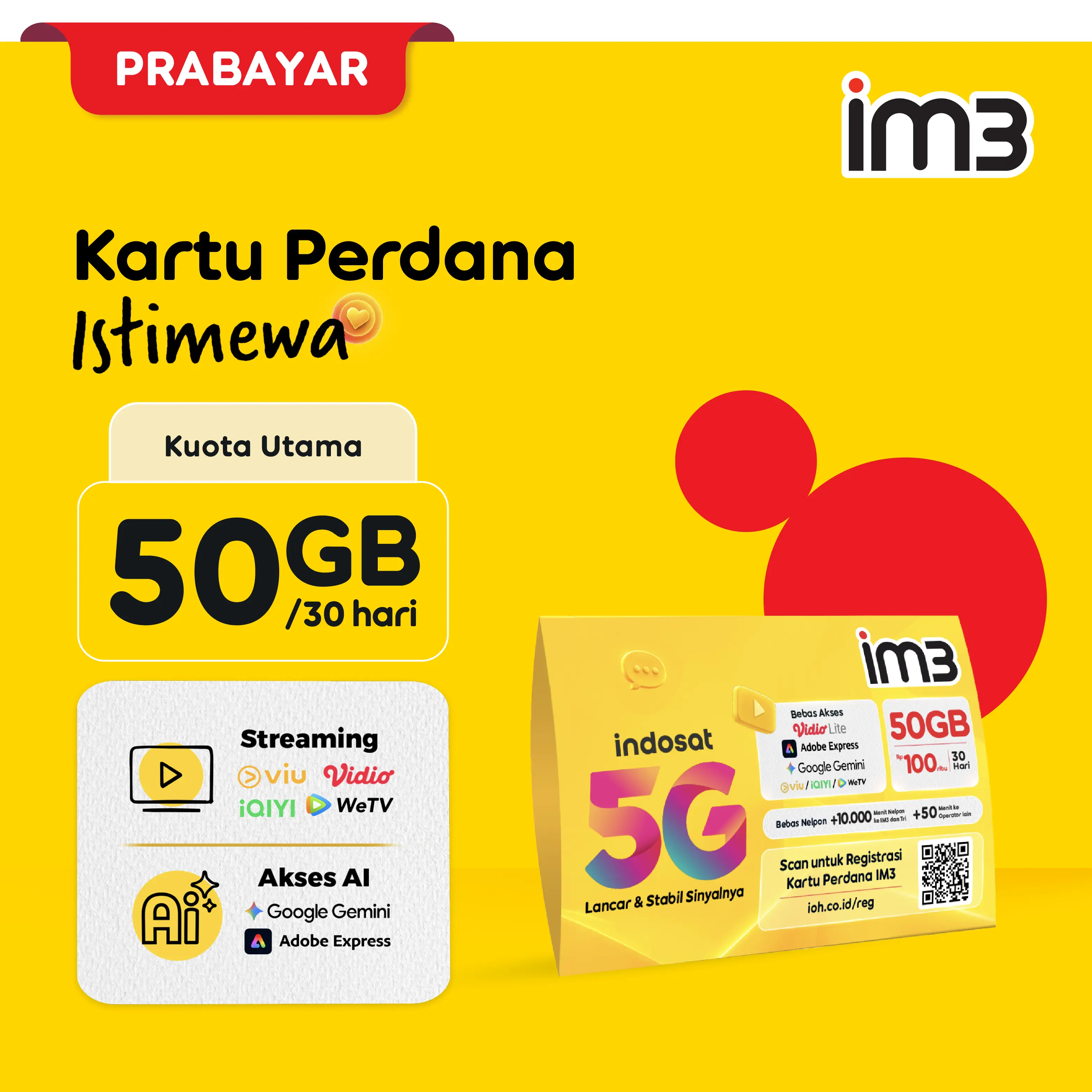 Kartu Perdana ISTIMEWA 50GB / 30 Hari