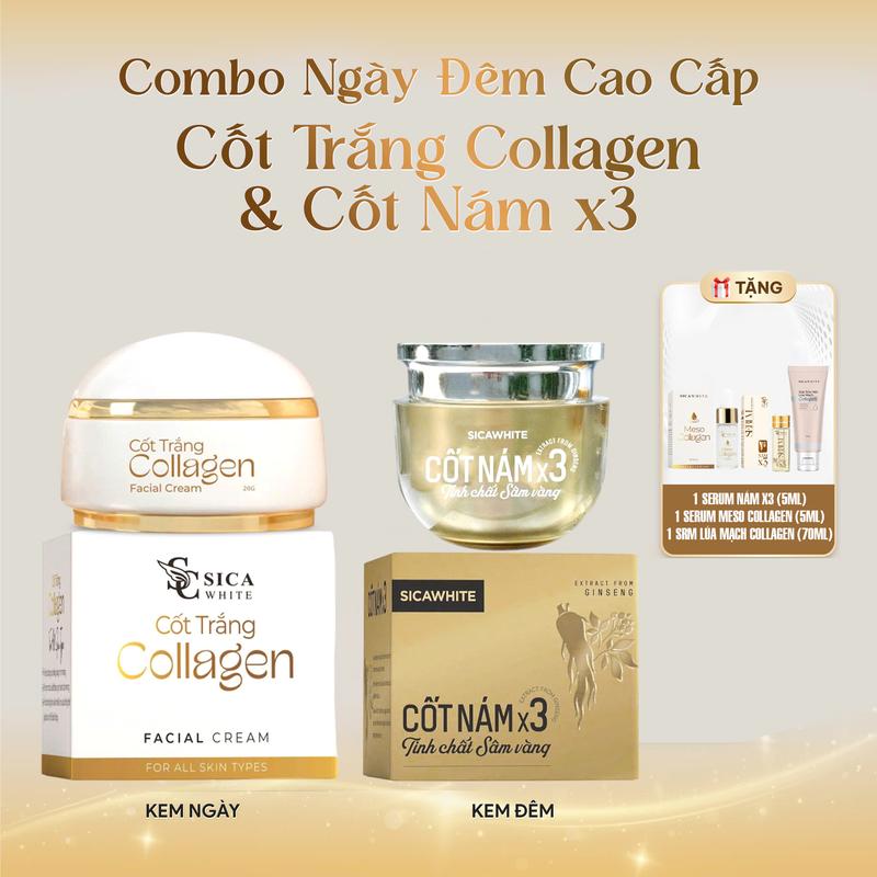 Cốt Nám X3 Tặng Serum Nám - Cốt Trắng Collagen Tặng Serum Meso - T