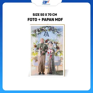 CETAK FOTO PREWEDDING 20R JUMBO 50X70 CM + BINGKAI KAYU MDF PREWED / HIASAN DINDING FOTO AESTHETIC / WALLDECOR / WEDDING SIGN