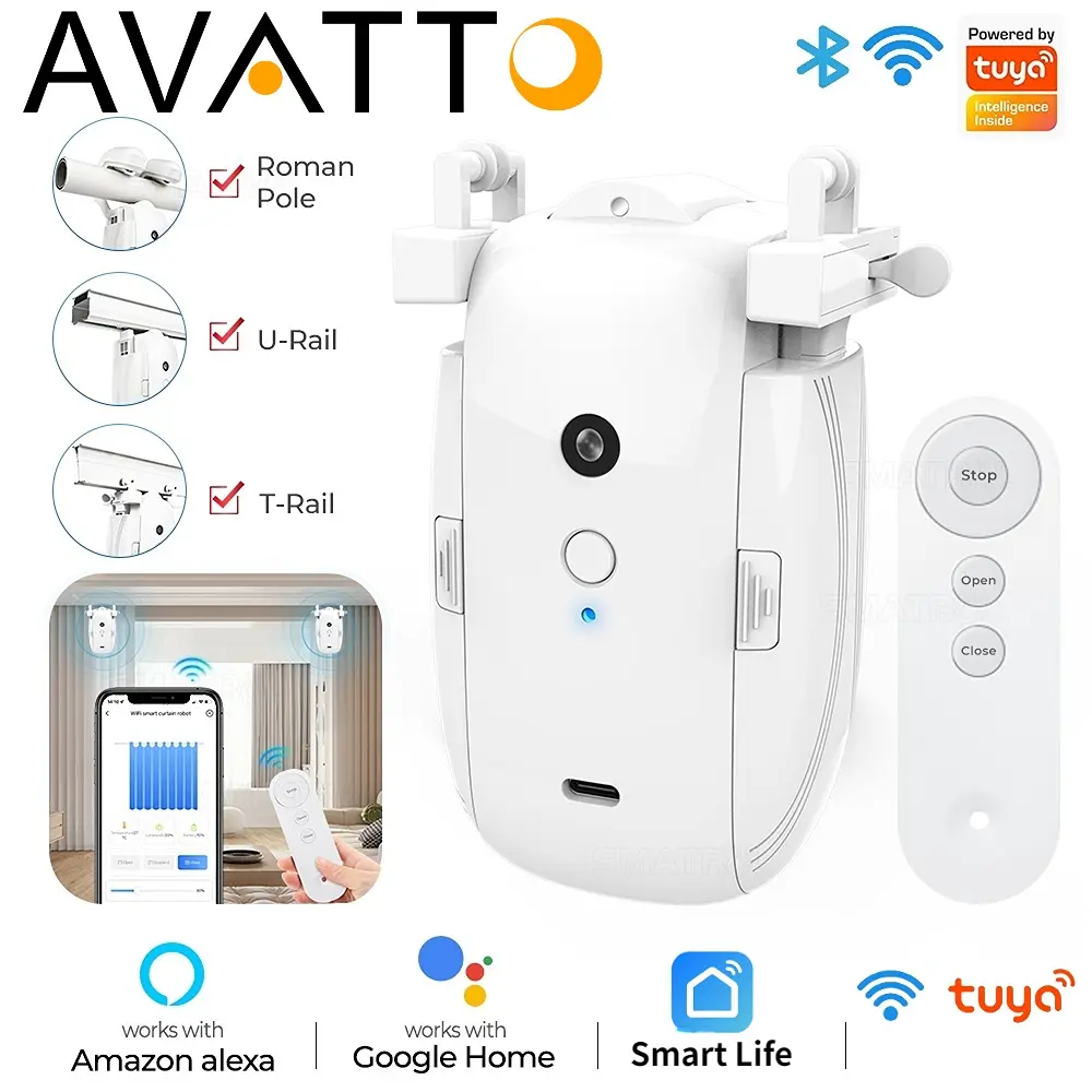 AVATTO Smart Curtain Pembuka Gorden Otomatis - Mesin Pembuka dan Penutup Gorden Pintar