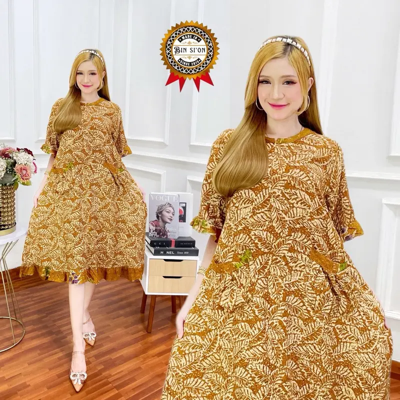 Daster Wanita Rayon Grade A Busui Resleting Depan Baju Tidur Daster Kekinian Batik Nyaman - Dress Wanita Bumil Lengan Pendek Motif Terbaru 8