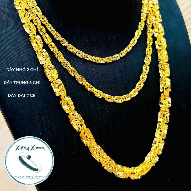 Dây Xoắn Vuông Chạm Máy 2,5,7 Chỉ, 1 Lượng Đồng Hội Mạ Vàng Màu 610, Không Phai Màu