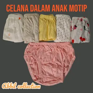 12pcs celana dalam anak perempuan motip bunga poolkadot abstrak warna bahan katun usia 1-9tahun Fashion Bayi