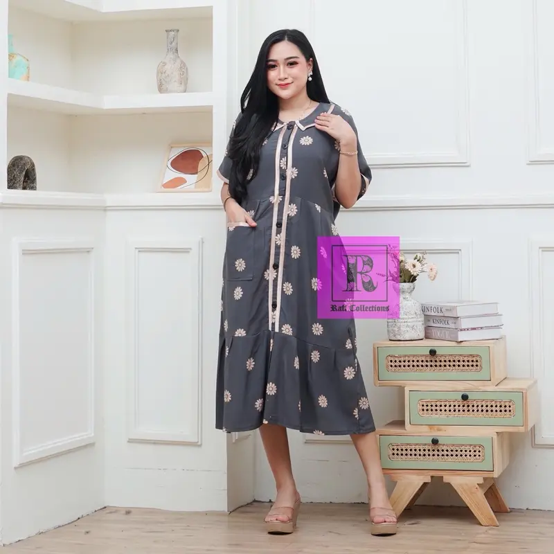 Daster terbaru 2025/ Daster Airin motif BUNGA/ Daster busui/ Dress Rayon Cantik Ruffle Santai 1