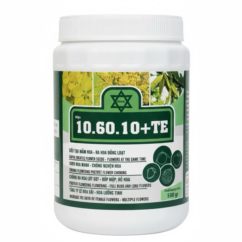 Phân bón lá NPK 10-60-10+TE hủ 500gr - Xử lý ra hoa tạo mầm hoa kích thích ra hoa đồng loạt chống nghẹn hoa mắc cua
