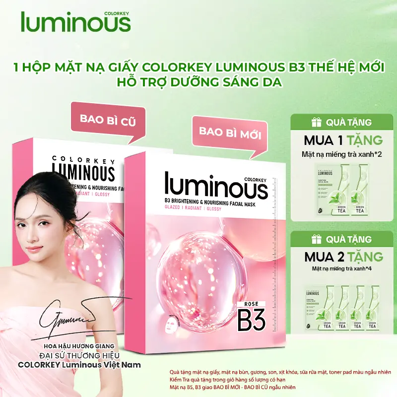 [NEW] 1 Hộp 10 Miếng Mặt Nạ Giấy COLORKEY LUMINOUS B3 Thế Hệ Mới, Hỗ Trợ Dưỡng Sáng Da Mịn Màng 30ml/miếng