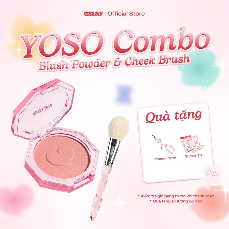 Combo GSLAY YOSO Phấn Má Hồng mịn lì, lên chuẩn màu, dễ tán, tệp da (5g) và Cọ Má Hồng lông cọ mềm mượt, tán phấn đều màu, an toàn không gây kích ứng