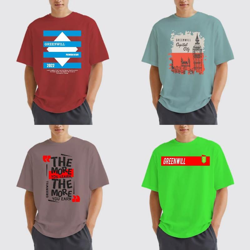 Product Introduction of Kaos 100rb 8 Pcs Kaos GreenWill Baju Atasan Lengan Pendek Pria Wanita Dewasa T-Shirt Hitam Distro Oblong 10