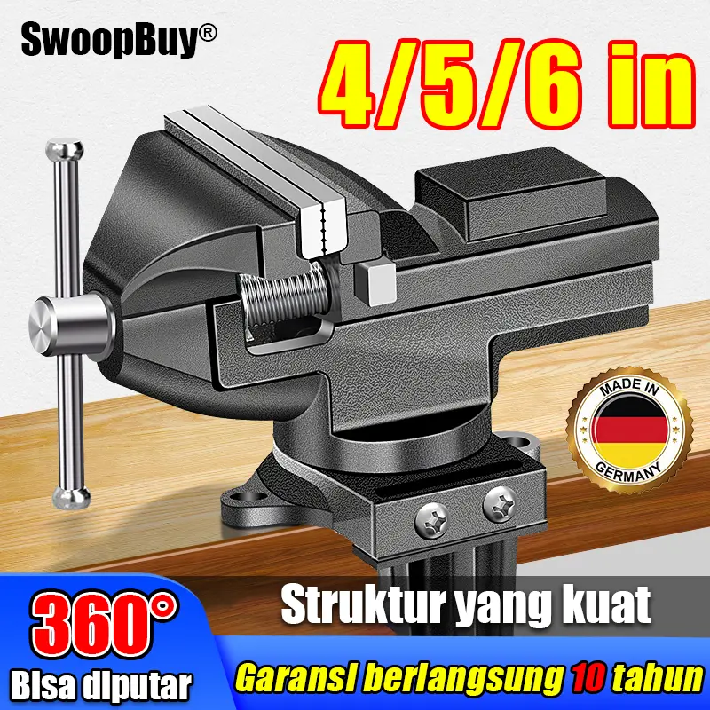 [SaiRui]Catok Clamp ragum besi 4/5/6 IN 360° Swivel catok paron Besi putaran ragum besi duduk tekiro Ragum Klem Catok Meja Bench Vise Ragum Tanggem Alat Jepit Serbaguna Catok Paron Ragum Besi Abu catok paron