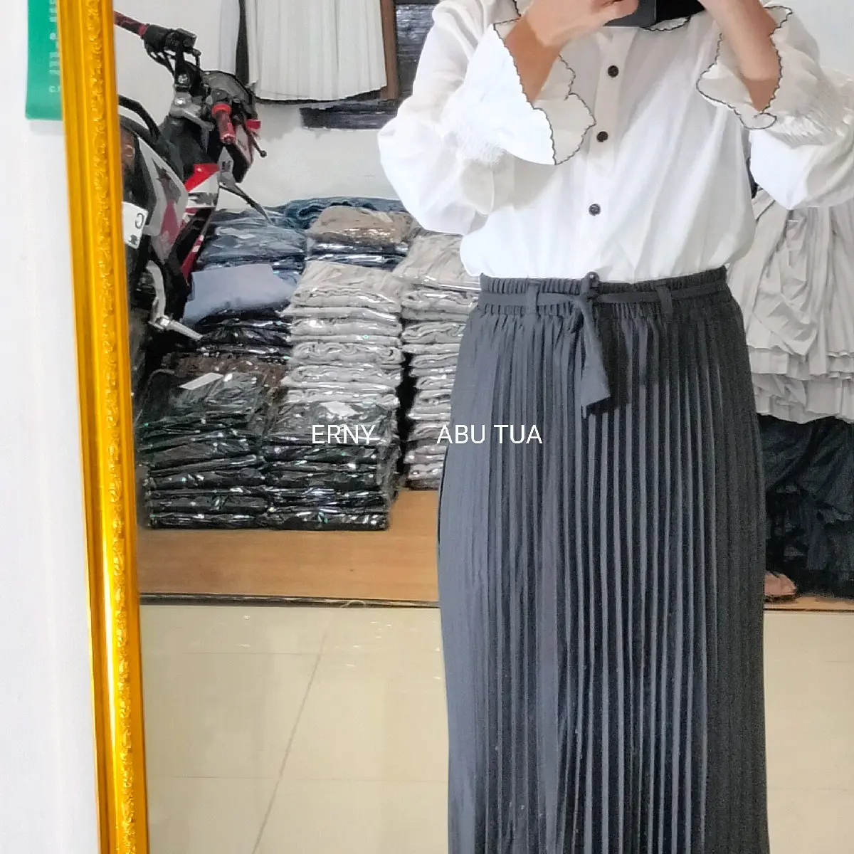 Rok Plisket Jumbo Polos Panjang Konveksi Plisket Pekalongan Bahan Khasibo Max BB80kg Bagian Bawah Cutting Adem Nyaman set Gamis