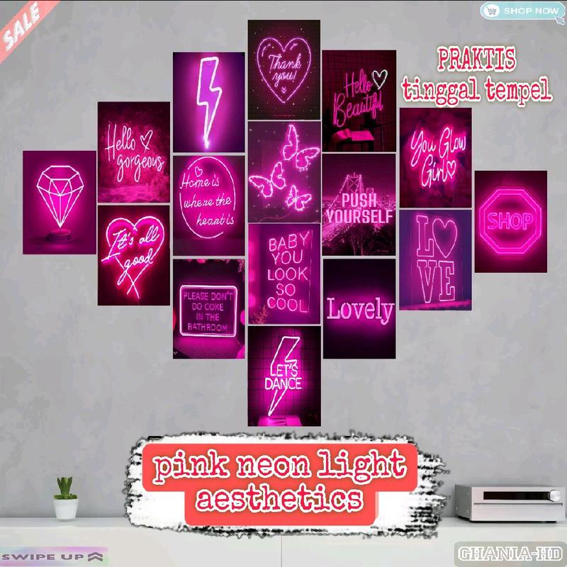 [POSTER STICKER] NEON LIGHT PINK AESTHETIC BAHAN STICKER A6 50 - Shop ...