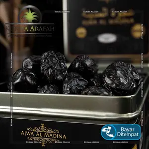 Kurma Ajwa Kaleng Premium 1kg Makanan Hitam Kering Food Snack Cemilan