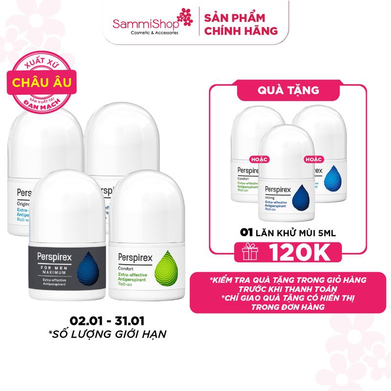 Lăn khử mùi và mồ hôi Perspirex dành cho nam và nữ 20ml