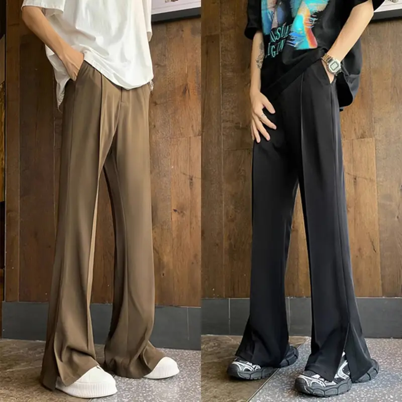 Quần Dài Âu Xẻ Tà, Dành Cho Nam Giới, Eo Bán Co Giãn, Quần Thường Ngày Dễ Phối Đồ Quần Ống Đứng Ống Loe, Có Cỡ S-3XL