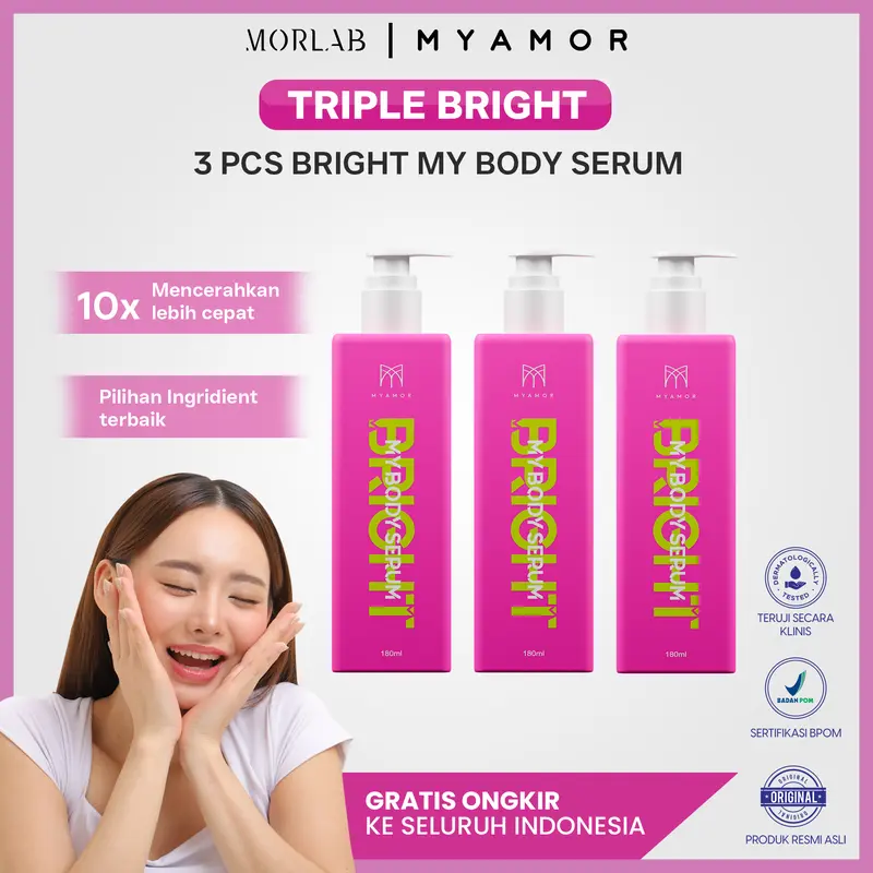 MORLAB - MYAMOR PAKET TRIPLE - BRIGHT MY BODY SERUM -  Mencerahkan Kulit dengan Niacinamide, Alpha Arbutin dan Allantoin  [BPOM] 0
