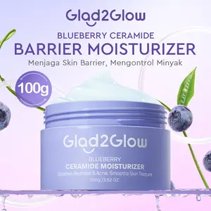 【JUMBO 100G】Glad2Glow Blueberry Ceramide Barrier Repair Moisturizer 100G Big Size | Pelembab Wajah kering dan kusam Day Cream Night Cream Glowing merawat jerawat Tone Cream Wajah panthenolmoisturizer