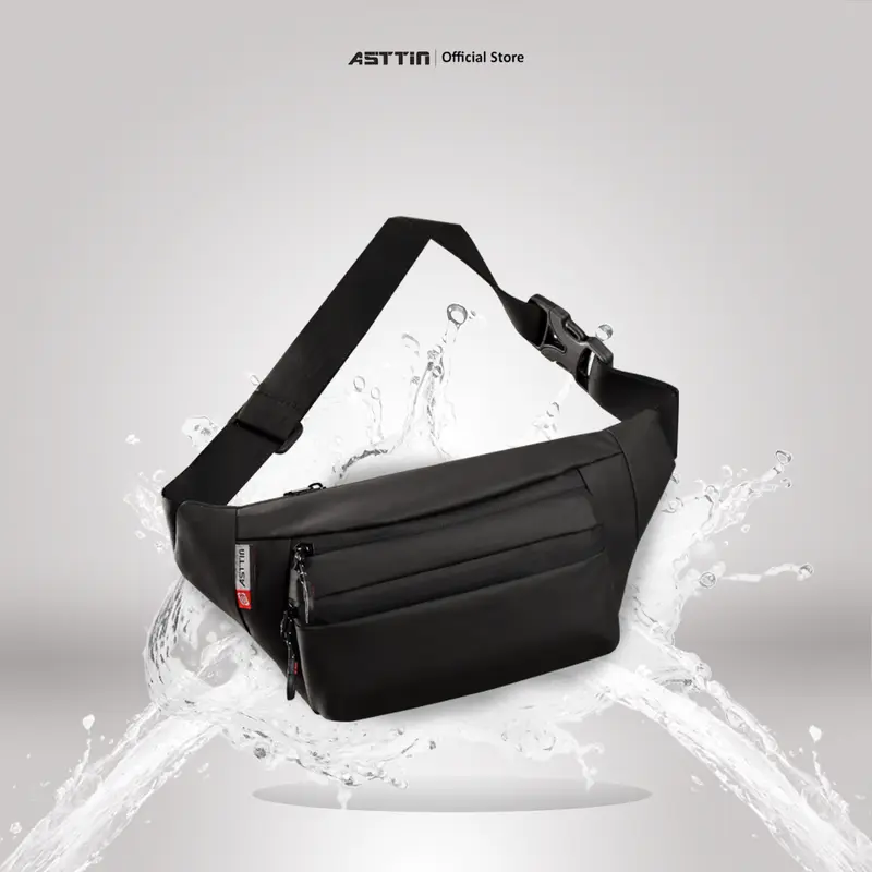 Tas Pinggang Waist Bag Waterproof 017 Asttin Unisex Bimo D1000 Garansi 1 Tahun - Hitam, Cowok Waistbag tas  pinggang  pria 5