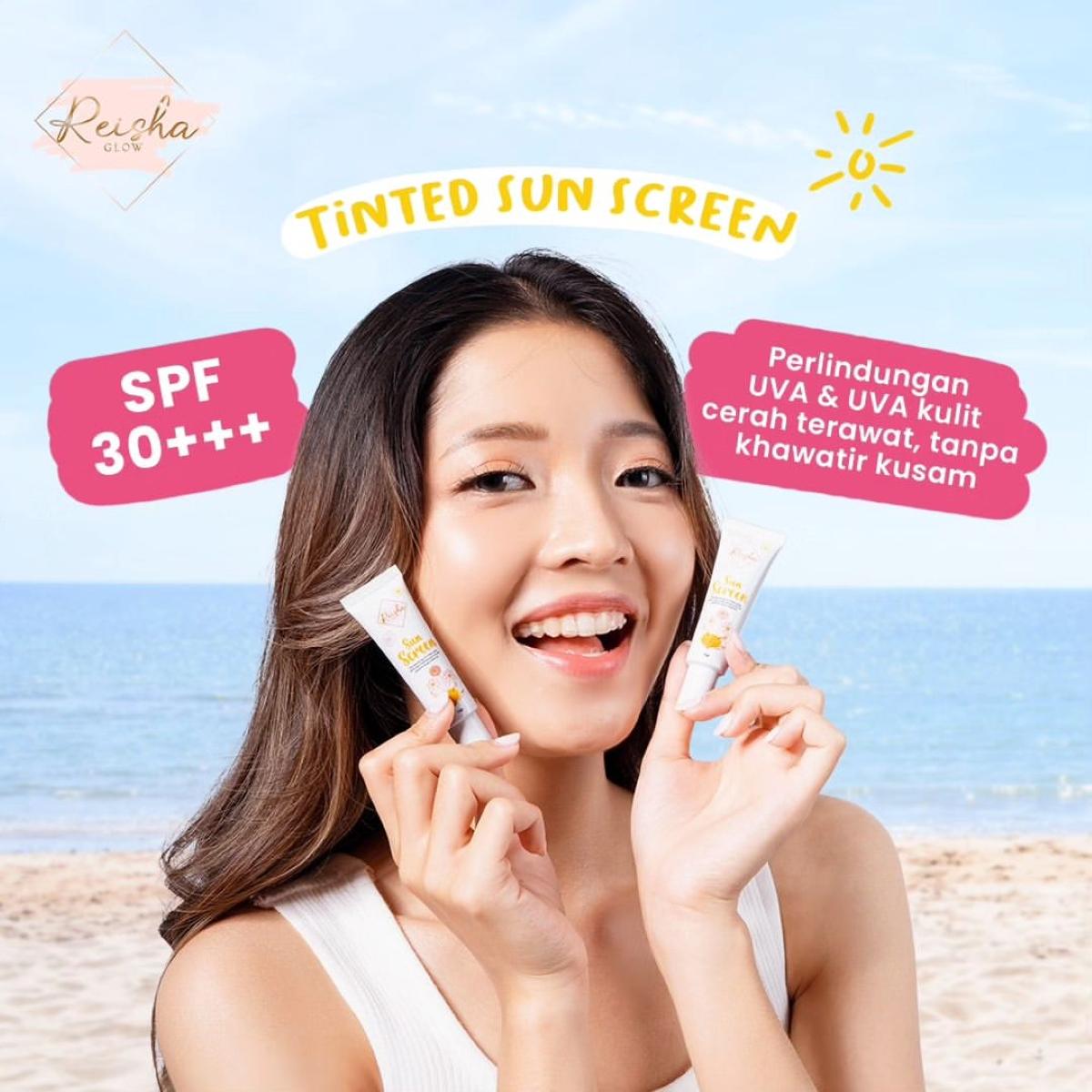 Reisha Glow Sunscreen 10 Gram SPF 30 PA+++ | Tinted Glowing Sunscreen IMPROVED FORMULA | Tinted Sunscreen Glowing Mencerahkan Sunscreen Sunblock BB cream | Sunscreen Anti Kusam