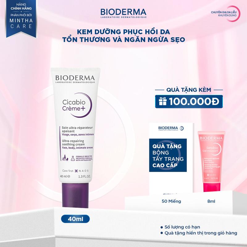  Kem phục hồi da tổn thương và ngăn ngừa sẹo Bioderma Cicabio Crème+ 40ml Skincare 