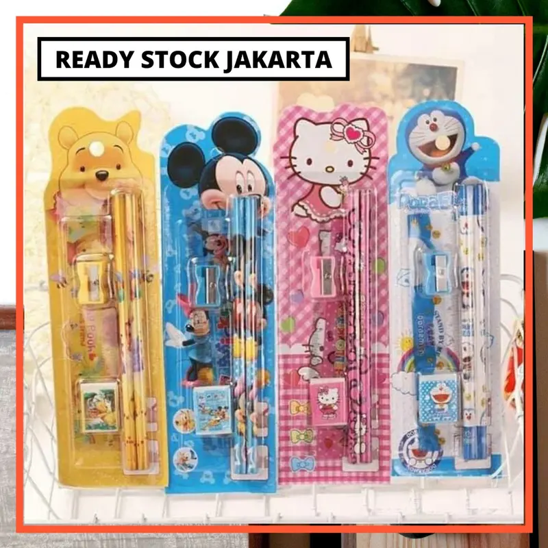 SET ALAT TULIS SEKOLAH 5 in 1 KARAKTER LUCU / MINI STATIONERY 6