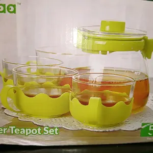 Meha flower teapot set 5 in 1 Glass