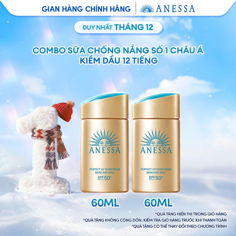 FS Combo 2 Sữa chống nắng dưỡng da bảo vệ hoàn hảo Anessa Perfect UV Sunscreen Skincare Milk SPF 50+ PA++++ 60ml
