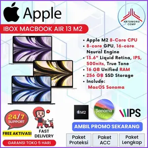 APPLE Macbook Air M2 13 8C CPU 16gb 256gb 8C GPU MacOS 13.6" IPS IBOX Resmi