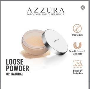 AZZURA Loose Powder 02 NATURAL Bedak Tabur Fresh Look Wajah Compact 4
