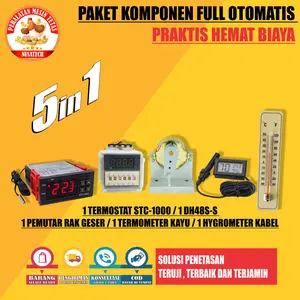 Paket Full Otomatis Rak Geser Thermostat STC1000 Thermo-Hygrometer Mesin Tetas Telur Full Otomatis