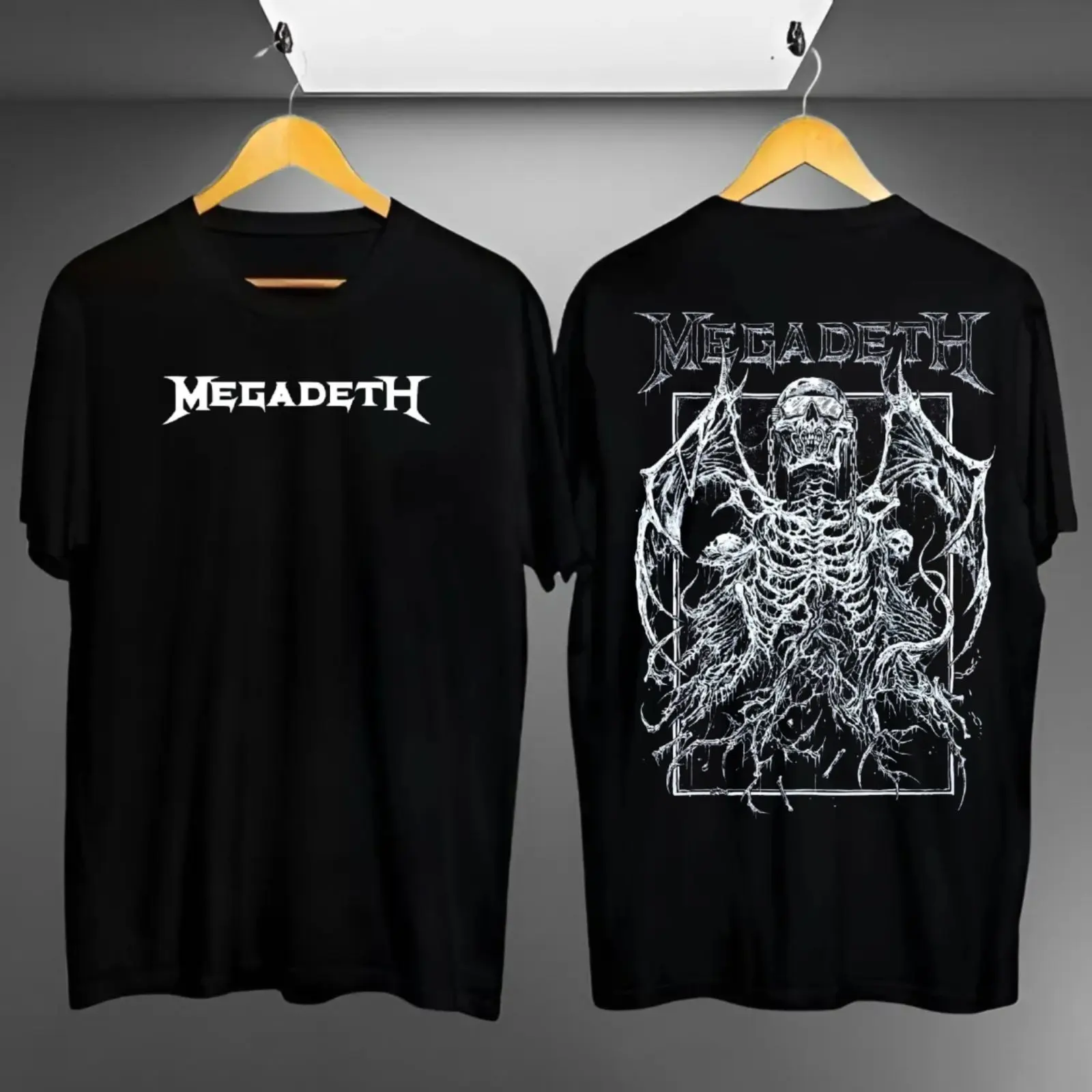 Kaos Distro Motif Megadeth Skull Sablon Digital Printing Unisex Lengan Pendek - Keren, Dewasa, Panjang, Pria, Oblong, Katun