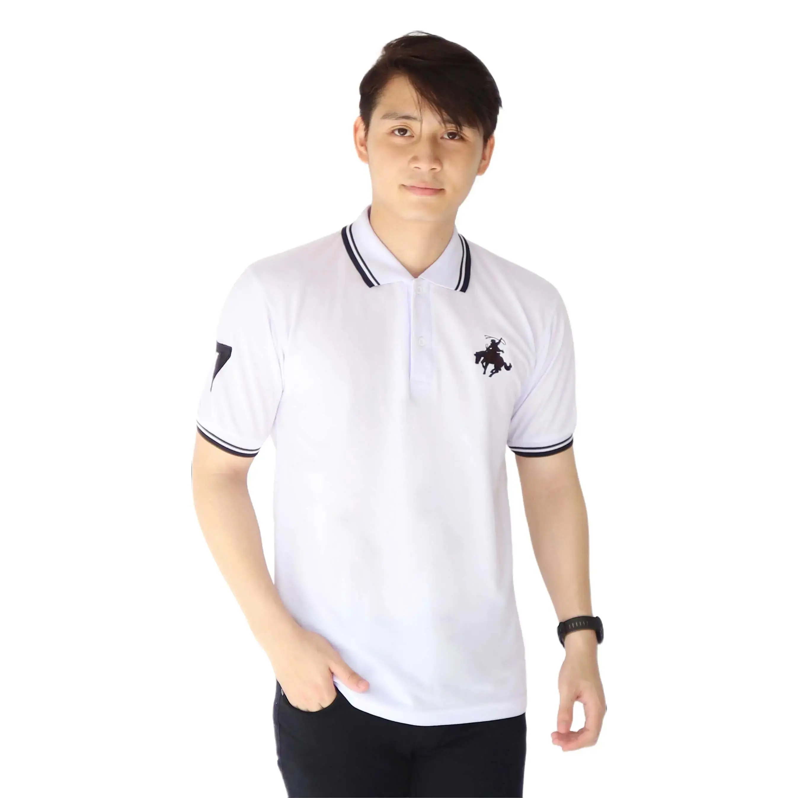 SonClothing Kaos polo shirt distro logo bordir | Kaos kerah pria lengan pendek Panjang