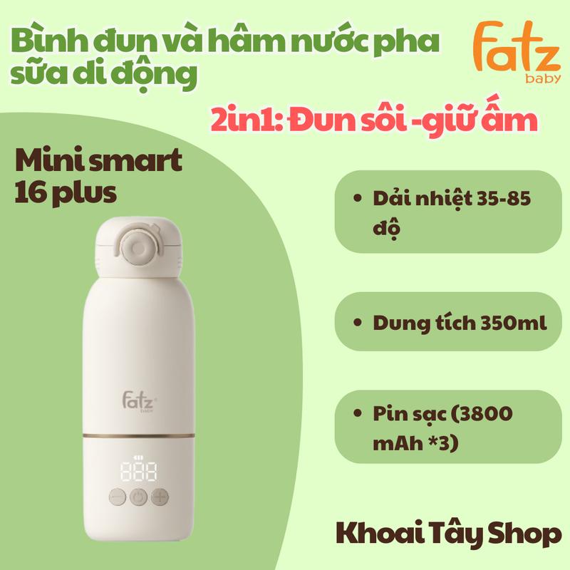 Bình đun nước pha sữa di động Mini Smart 16 Plus Fatz Baby – Giữ ấm & đun sôi bằng pin, dung tích 350ml tiện lợi