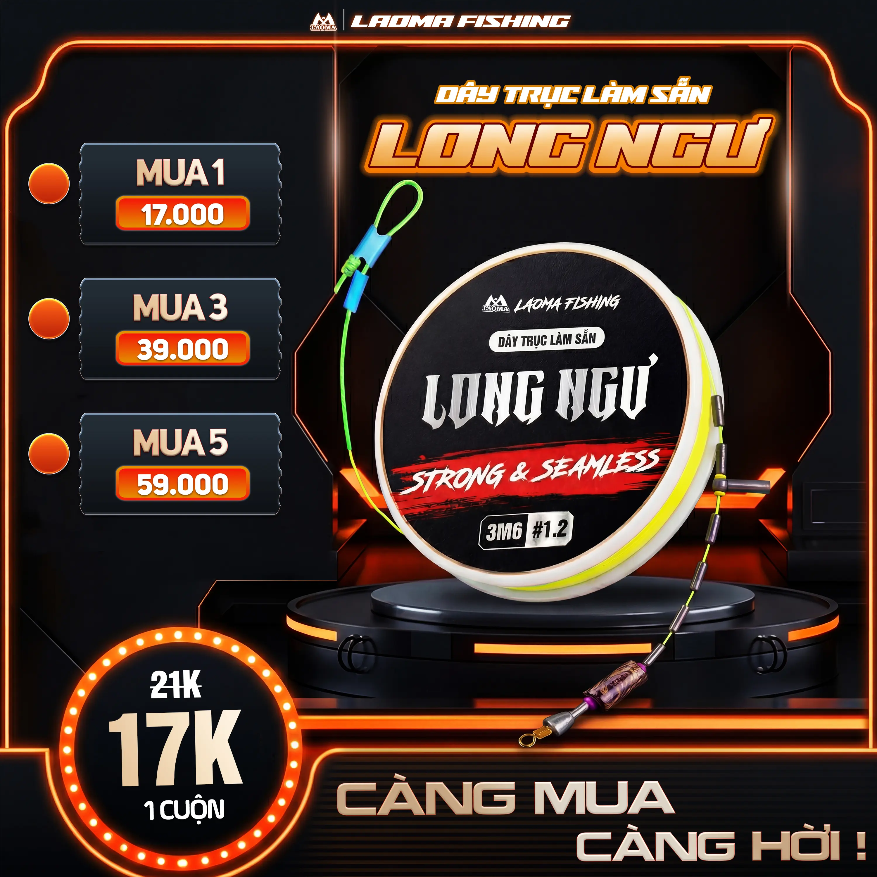 [COMBO SIÊU HỜI] Dây Trục Làm Sẵn Long Ngư - Câu Đài - LaoMa Fishing