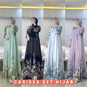 Gamis Set Hijab Rayon Busui Lengan Karet Cantik dan Elegan  Panjang Nyaman Simple Dress Syari