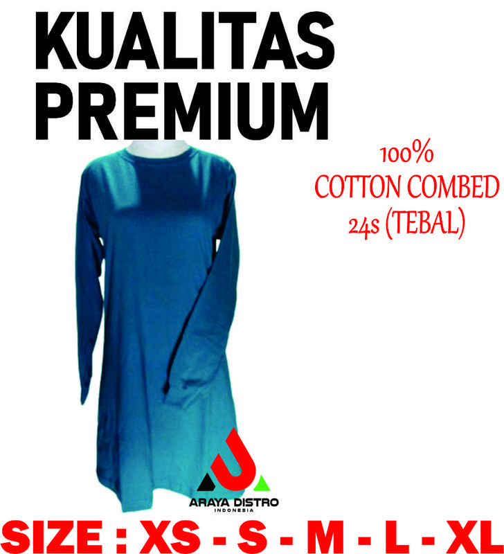 Araya kaos polos TUNIK/cotton combed 24s/TEBAL/PANJANG PAKAI RIB 0
