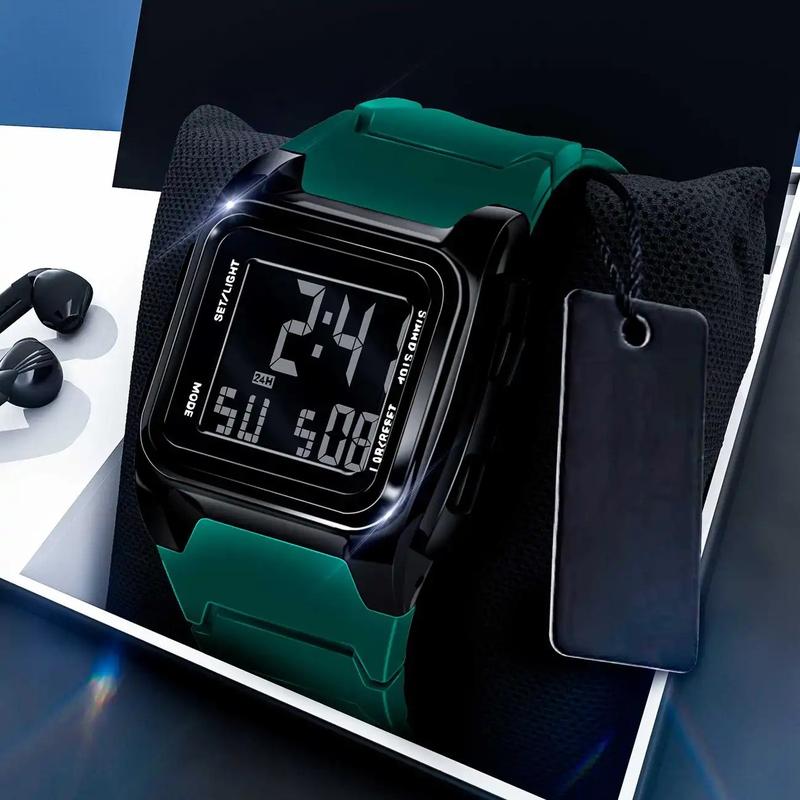  Đồng Đồng Hồ Điện Tử Đa Năng Hình Vuông Dây Đeo Silicon Dành Cho Nam Và Nữ Đồng Đồng Hồ Thể Thao Ngoài Trời Đồng Đồng Hồ Thể Thao Chống Nước Đeo Tay Watch Women 