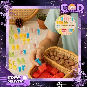 Garpu Buah Bento Mini Set 10pcs Motif Lucu Plastik PP Foodgrade Dekorasi Makanan & Bekal Si Kecil